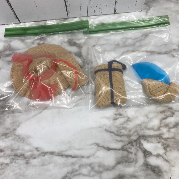 Vintage Barbie Burlap Beach Accessories Sun Hat Visor Beach Bag Clutch - Picture 5 of 5